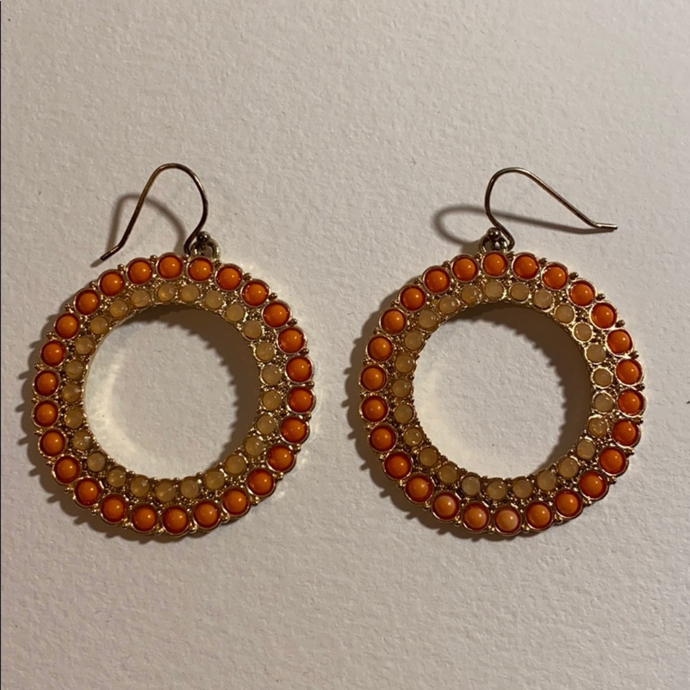 Round earrings with inlaid stones